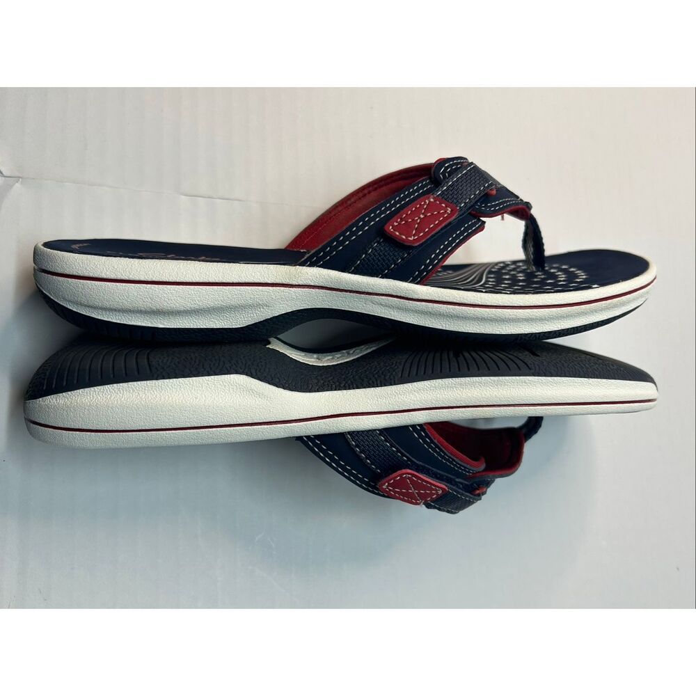 Clarks Cloudsteppers Brinkley Jazz Women's Sandals Size 8 Navy Patriotic Stars - Picture 9 of 10